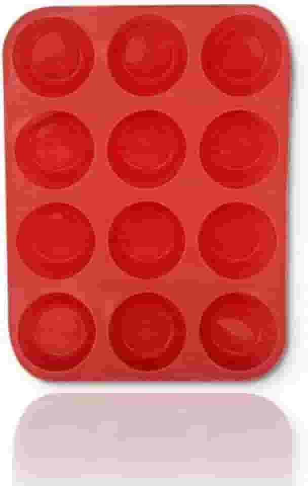 Forma de Silicone para Cupcake, 12 Cavidades (VERMELHO)