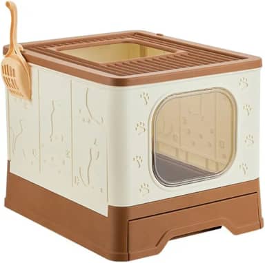 Banheiro Premium Fechado para Gato com Sistema Anti Odor + Pá Inclusa – Praticidade e Higiene no Dia a Dia (Creme)