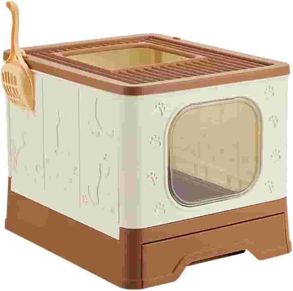 Banheiro Premium Fechado para Gato com Sistema Anti Odor + Pá Inclusa – Praticidade e Higiene no Dia a Dia (Creme)