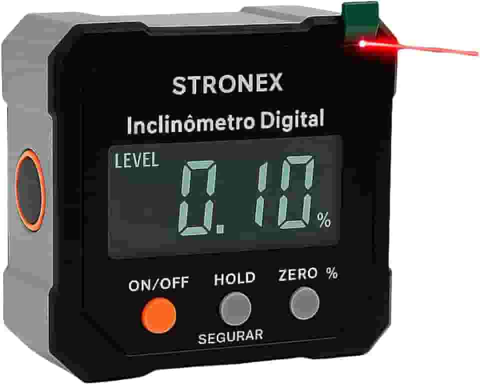 Inclinômetro Digital com Laser Duplo, Display LCD, Magnético, Medidor de Ângulos e Níveis, Portátil, para Construção Civil e Marcenaria
