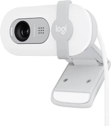 Webcam Full HD Logitech Brio 100 com Microfone Integrado, Proteção de Privacidade, Correção Automática de Luz e Conexão USB-A - Branco