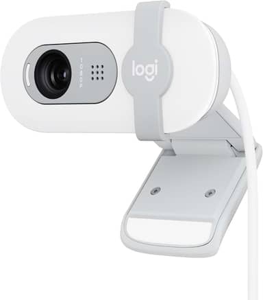 Webcam Full HD Logitech Brio 100 com Microfone Integrado, Proteção de Privacidade, Correção Automática de Luz e Conexão USB-A - Branco