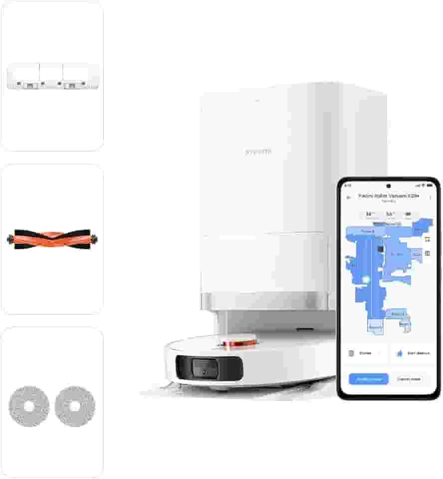 Xiaomi Robot Vacuum X20+ com estação base inteligente multifuncional 6000Pa, potência de sucção, navegação a laser LDS, controle de voz, molhado e seco, 4 L, 30 W, C101, branco