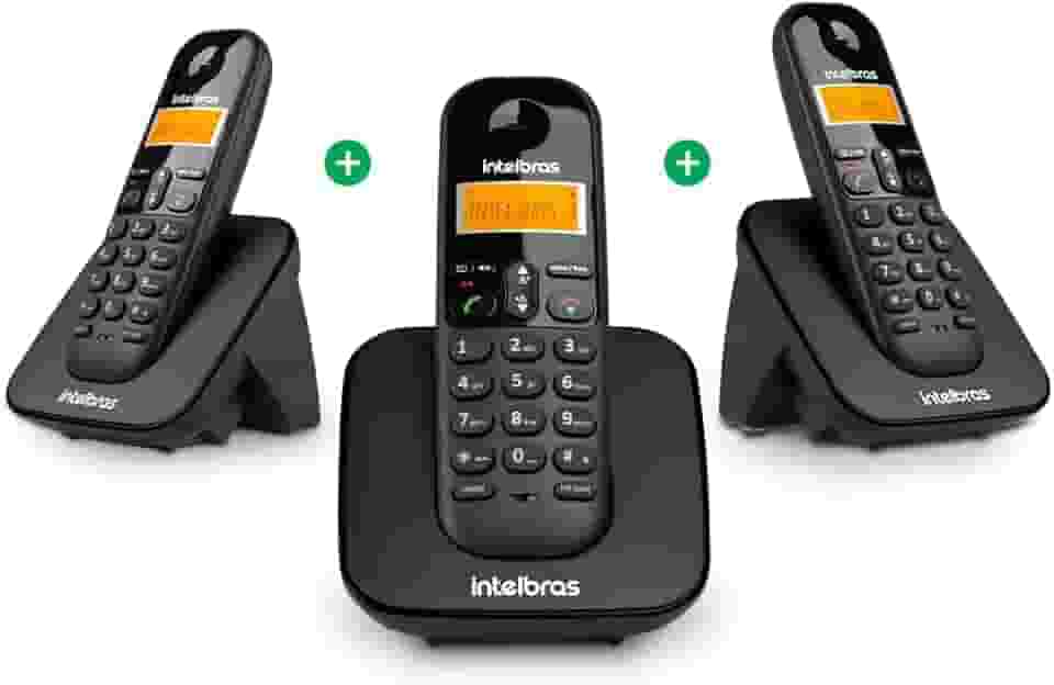 Telefone Sem Fio Digital com Dois Ramais Adicionais TS 3113 Preto Intelbras