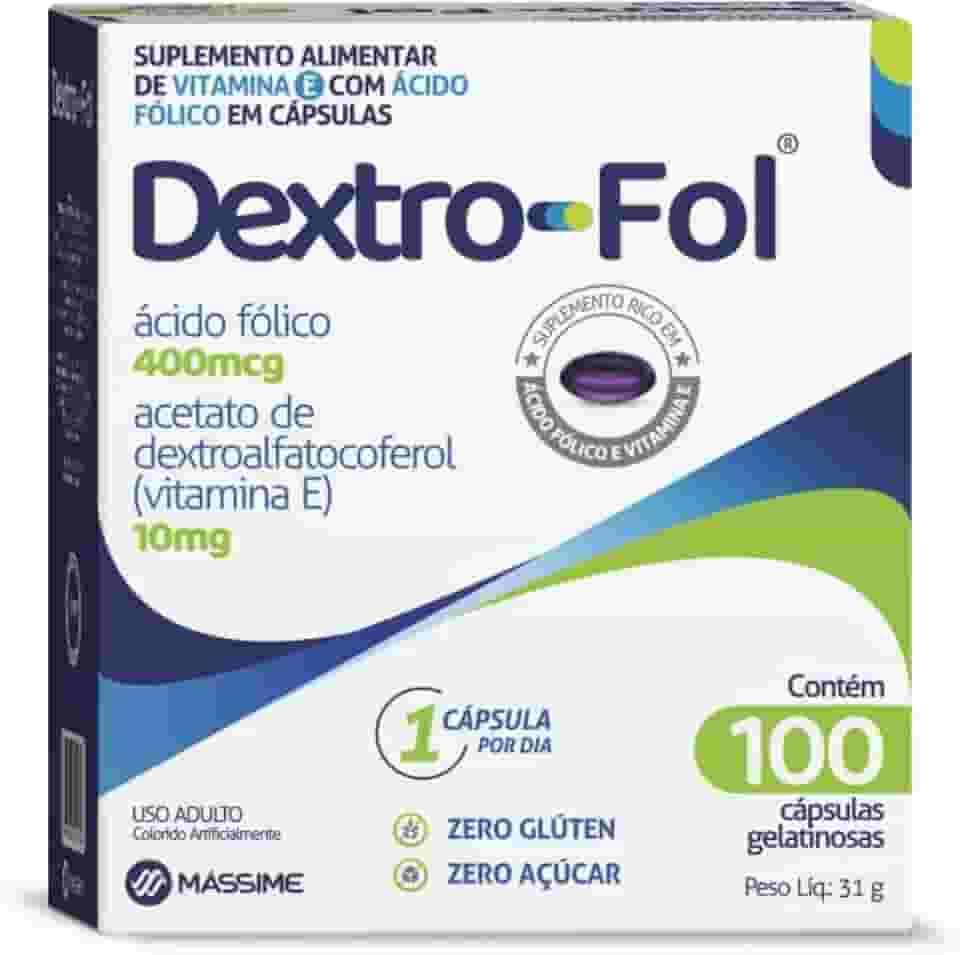 Dextro-fol Ácido Fólico e Vitamina E- 100 Cáps. - Massime