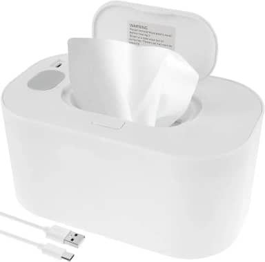 Aquecedor de lenços, aquecedor de lenços umedecidos USB reutilizável, aquecedor de lenços umedecidos com termostato, aquecedor portátil para carro, casa, berçário, 7,87 × 4,72 × 3,236 cm (branco)