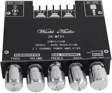 Módulo amplificador de potência de áudio de dígito AUX BT de 2.1 canais MT21 Amp de som de alta potência adequado para cornetas de 20-100W