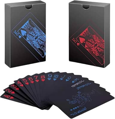 Kit 2 Baralhos Black Vermelho e Azul Resistente A Água Anti Rasgo Poker Mágica