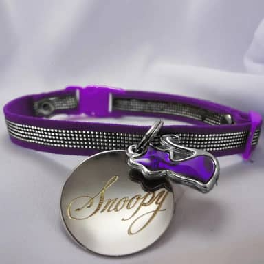 Coleira Elástico com Plaqueta Identificação Personalizado Nome e Telefone Para Gatos COR DAS COLEIRAS:LILÁS