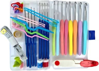 Kit De Crochê Completo Com 16 Agulhas Com Cabo Emborrachado, Kit Para Iniciantes Acessórios Lanmax Esse Conjunto É Ideal Para Todos Os Níveis De Crocheteiros, Desde Iniciantes Até Avançados