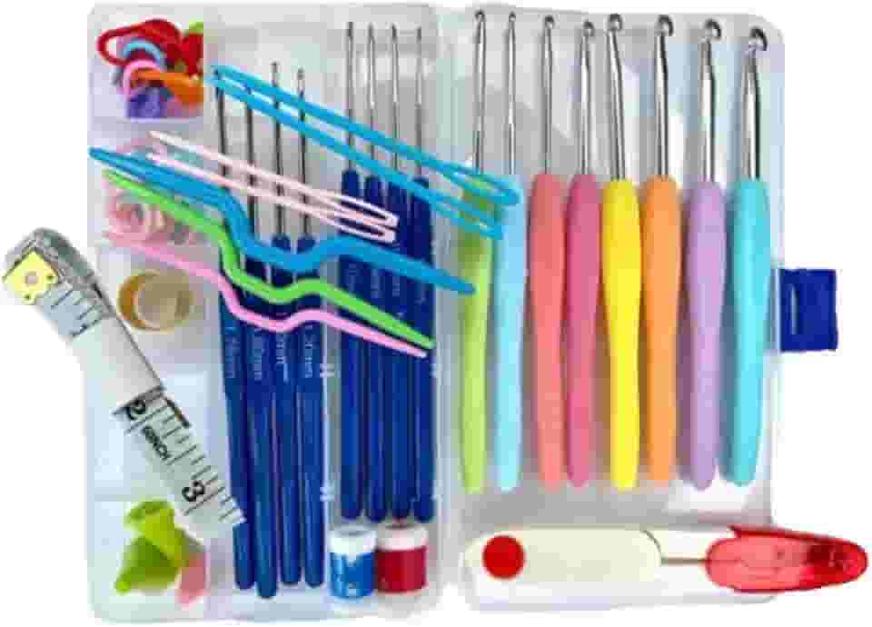 Kit De Crochê Completo Com 16 Agulhas Com Cabo Emborrachado, Kit Para Iniciantes Acessórios Lanmax Esse Conjunto É Ideal Para Todos Os Níveis De Crocheteiros, Desde Iniciantes Até Avançados