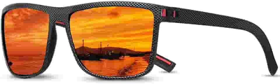 Óculos de sol masculinos polarizados – Óculos de sol com proteção UV para homens, óculos de sol esportivos retangulares leves para dirigir, pescar