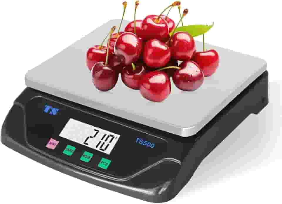 Grande balança digital de cozinha de 30 kg/66 lb, balança comercial de alimentos com precisão de 1 g, aço inoxidável 304, visor LCD, plug-in e alimentado por bateria para cozinhar, assar