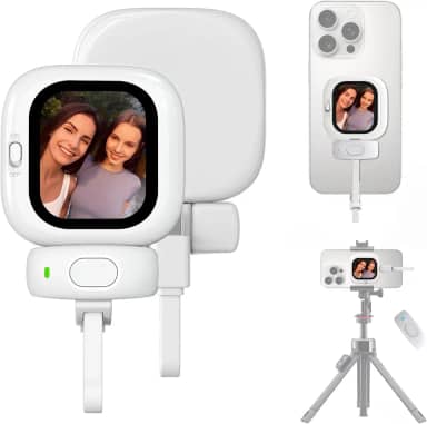 Tela de monitor de selfie Vlog para celular, tela AMOLED HD exclusiva para ambientes externos, visível à luz do sol, desbloqueie totalmente a câmera traseira do seu iPhone para vlogging, gravação e