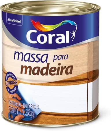CORALIT MASSA PARA MADEIRA BRANCO 1,5KG - CORAL