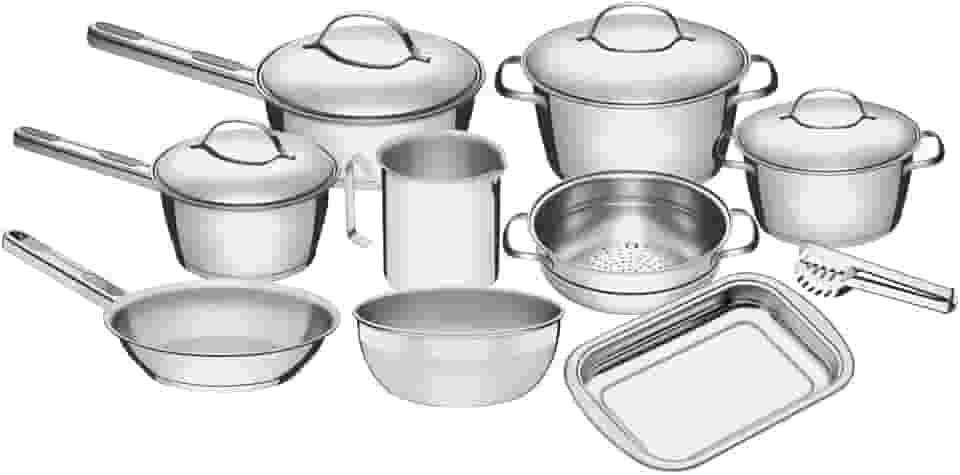 Conjunto de Panelas 10 Peças Allegra em Aço Inox - Tramontina