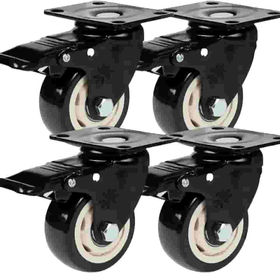 4 Rodinha Rodízio Roda Reforçada Giratória 70mm 3 Polegadas (Preto)