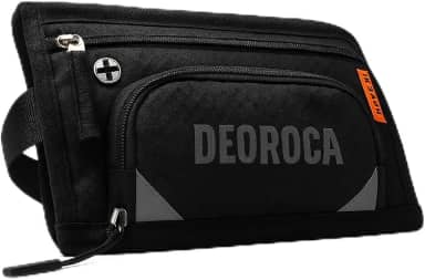Pochete Masculina Deoroca Esportiva Preta com Saída de Fone e Múltiplos Bolsos (Marca)