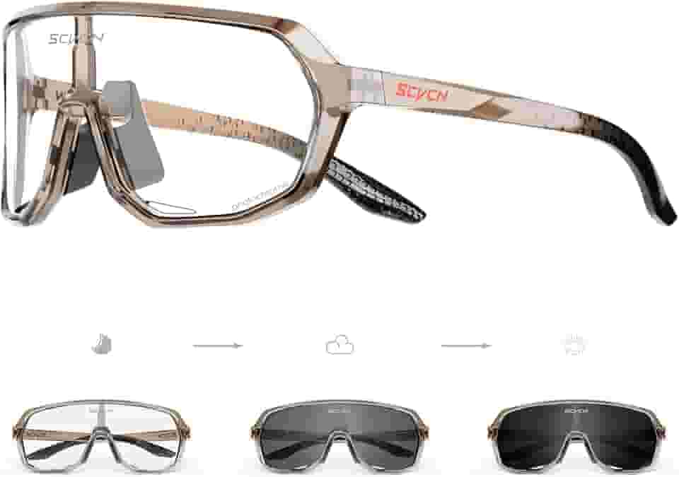 SCVCN Óculos de Ciclismo Fotocromáticos Homens Mulheres Óculos de Sol Esportivos Transparentes Proteção UV400 para Ciclismo Corrida mtb DZ-S63