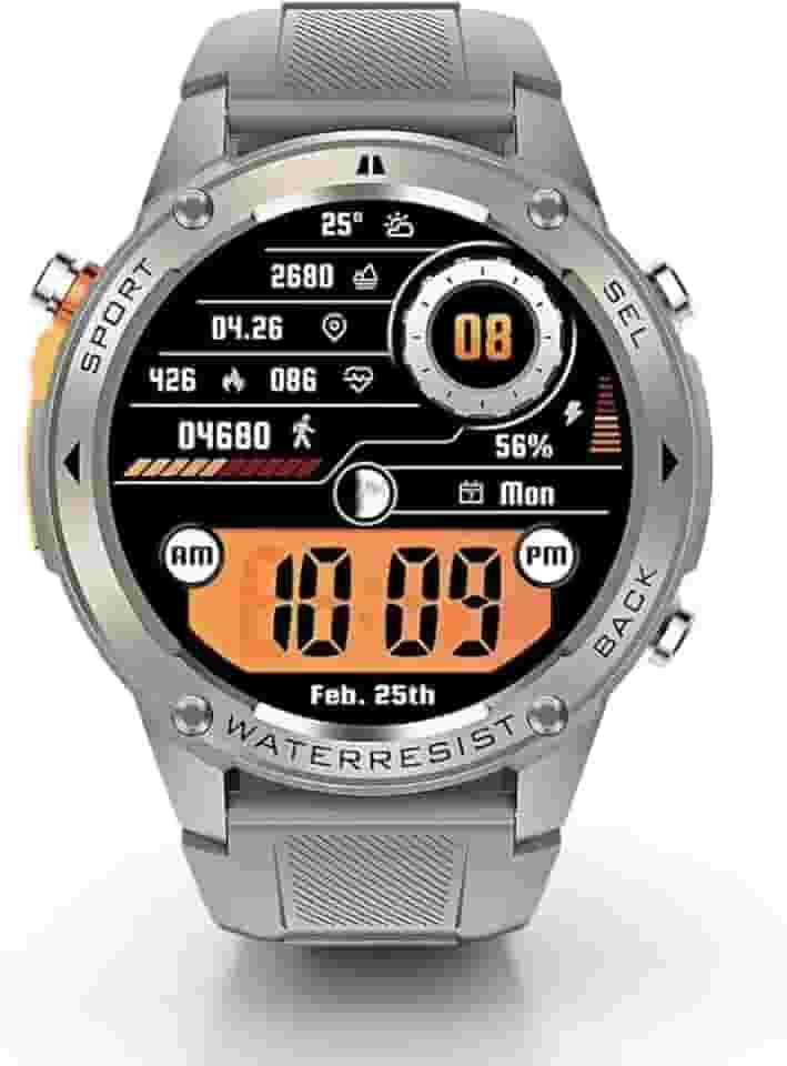 Smartwatch Brave à prova d' Água Do Mar até 50 metros, GPS Duplo, Resistência Militar IP69K, até 10 Dias de Bateria (Prata)