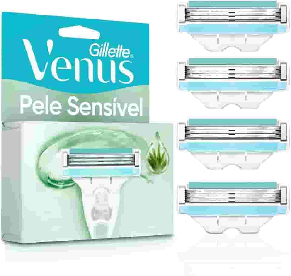 Gillette Venus Pele Sensível Carga para Aparelho de Depilar com Aloe Vera, 4 Unidades