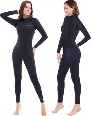 Roupa de mergulho feminina Dark Lightning de 3 mm, roupa de mergulho feminina, manga comprida, roupa de neoprene premium para mergulho e surfe/canoa, macacão (tamanho 7/S)