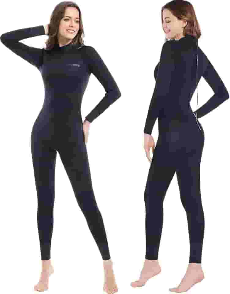 Roupa de mergulho feminina Dark Lightning de 3 mm, roupa de mergulho feminina, manga comprida, roupa de neoprene premium para mergulho e surfe/canoa, macacão (tamanho 7/S)