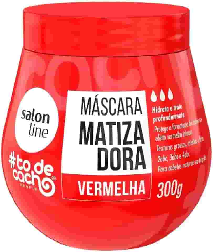 Salon Line, Máscara Matizadora Vermelha, #TodeCacho, Vegano - Para Cabelos Ondulados, Cacheados e Crespos, 300g