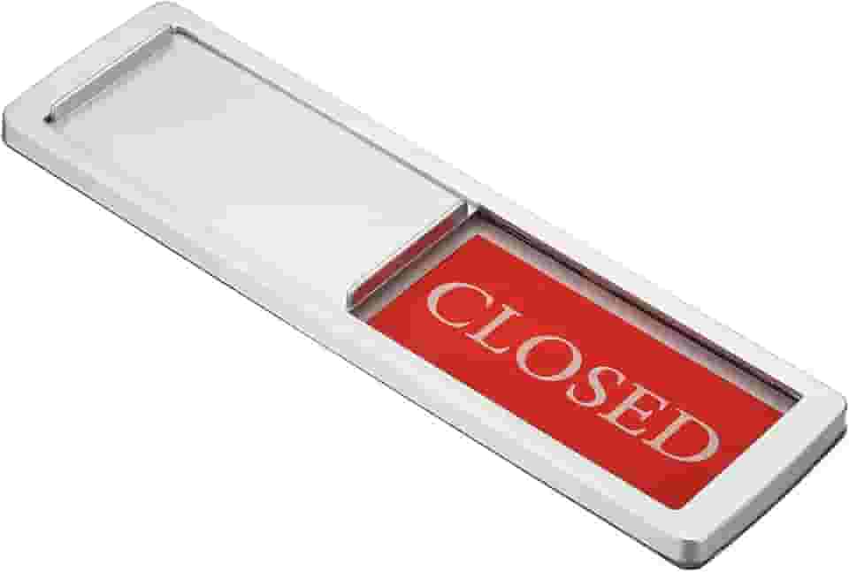 Placa aberta fechada de 17,78 cm x 5 cm, placa adesiva magnética para porta deslizante para escritório, estúdio privado, prateado