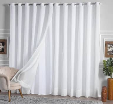 Cortina Linho Flame Voil de Gaze 4,00m x 2,50m c/Forro e Abraçadeira Branco