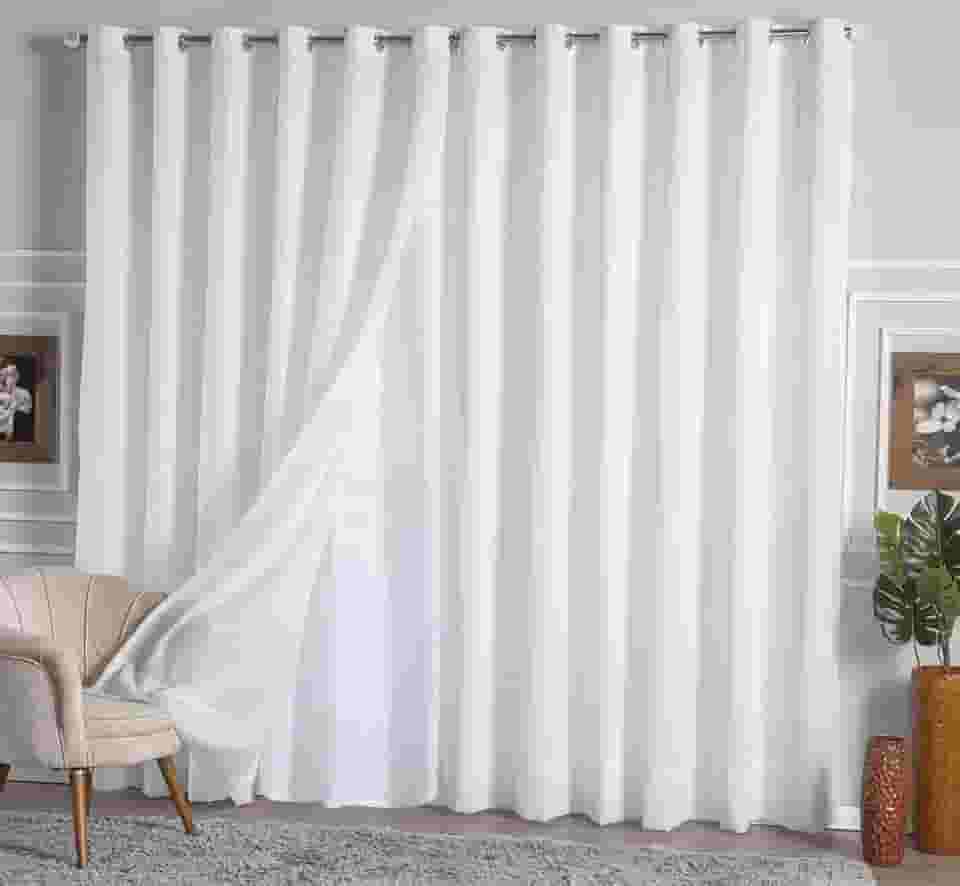 Cortina Linho Flame Voil de Gaze 4,00m x 2,50m c/Forro e Abraçadeira Branco