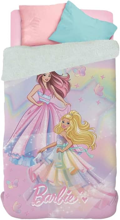 Edredom com Sherpa Solteiro Estampado Barbie 1,50 m x 2,20 m Com 1 peça - Produto Importado