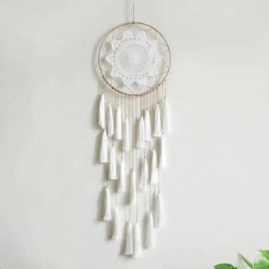 Estética de decoração de quarto boêmio, apanhadores de sonhos de macramê para pendurar na parede, apanhadores de sonhos feitos à mão, decoração de casa com enfeite de pena de borla, presente de bênção