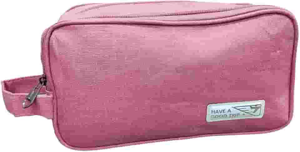 Necessaire Organizadora Unissex Impermeável Bolsa de Viagem Multiuso com 3 Divisórias para Higiene Pessoal, Cosméticos e Acessórios Compacta e Versátil Uso Diário Executiva (Rosa)