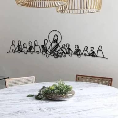 Quadro Santa Ceia Moderna em MDF – Releitura Artística para Sala de Jantar