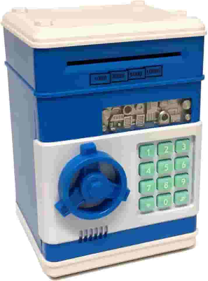 Mini Cofre Eletrônico Digital Senha 4 Dígitos Notas e Moedas GT1512126 (Azul)