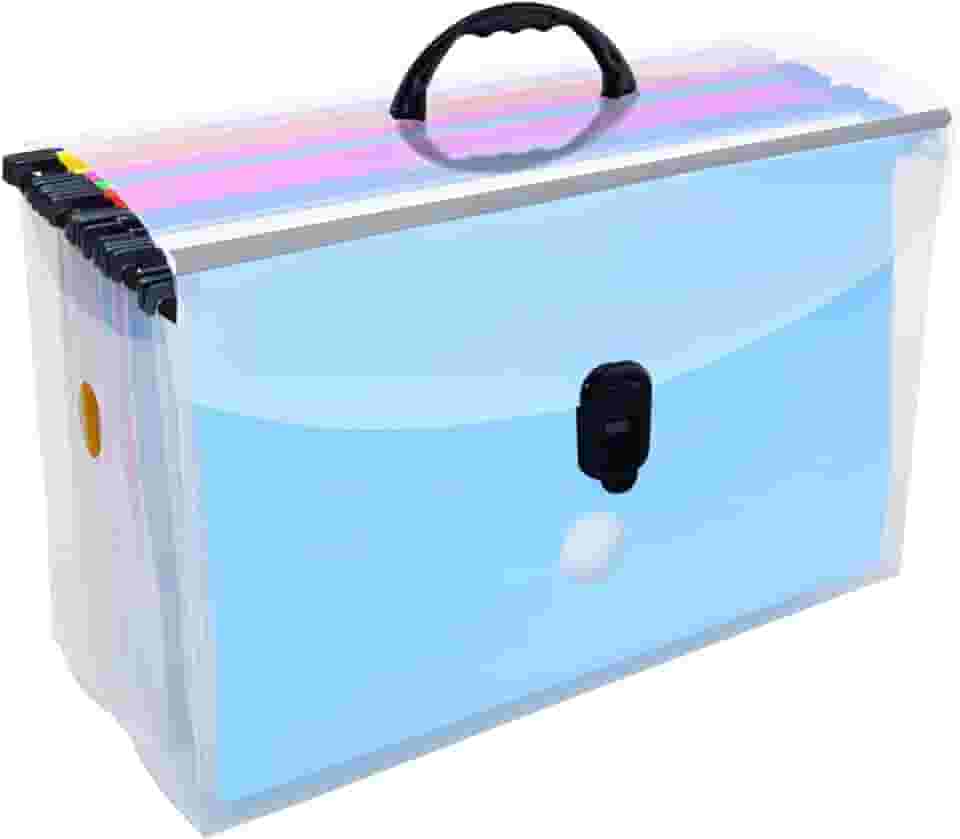 Maleta arquivo Delloplast com 10 pastas suspensas coloridas Cristal 0319.h Dello