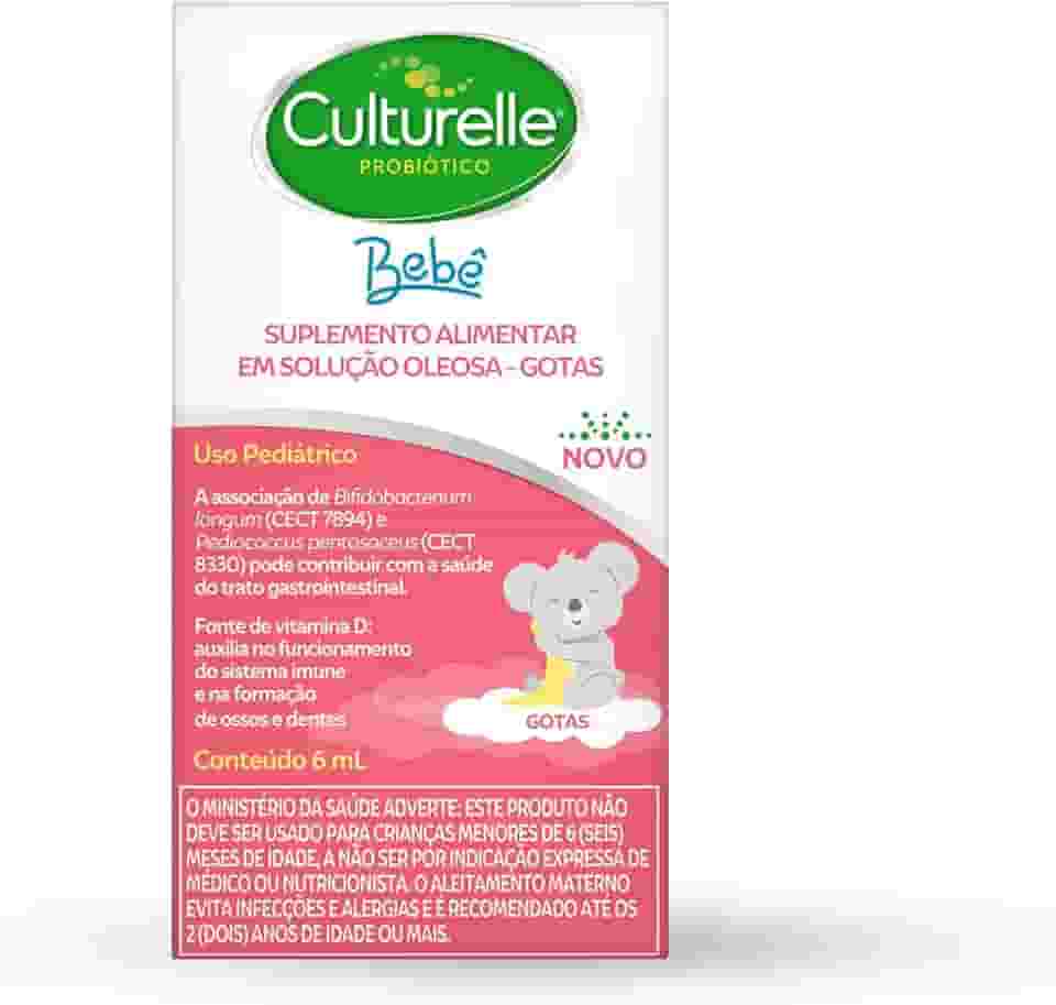 Culturelle Probiótico Gotas, Com 2 Cepas Probióticas, Sem Glúten, Sem Lactose, Para Bebês de até 3 meses, Sem Sabor, 6 ml