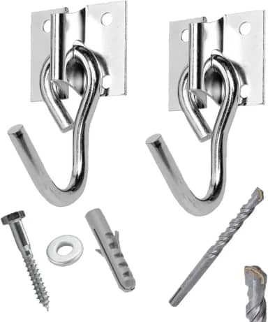 Kit Par Gancho De Rede Aço Reforçado C/ Parafusos E Buchas + Broca