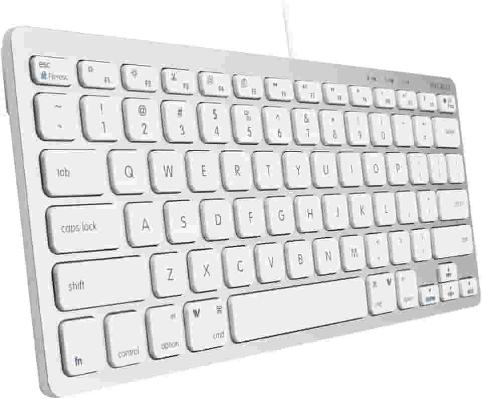 Macally Teclado Pequeno com Fio USB 78 Teclas Interruptor de Tesoura Compatível com Mac e Windows Plug and Play Alumínio