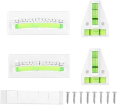 4pcs RV Nível Bolha, Retangular e Tipo T Kit Medidor Nível Reboque Camper Adesivo/Montagem com Parafuso Niveladores Estabilização para RV Trailer Caminhão Motorhome Tripé Nivelamento