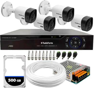 Kit 4 Câmeras Segurança Intelbras 1120B DVR 4 Canais Com HD Completo