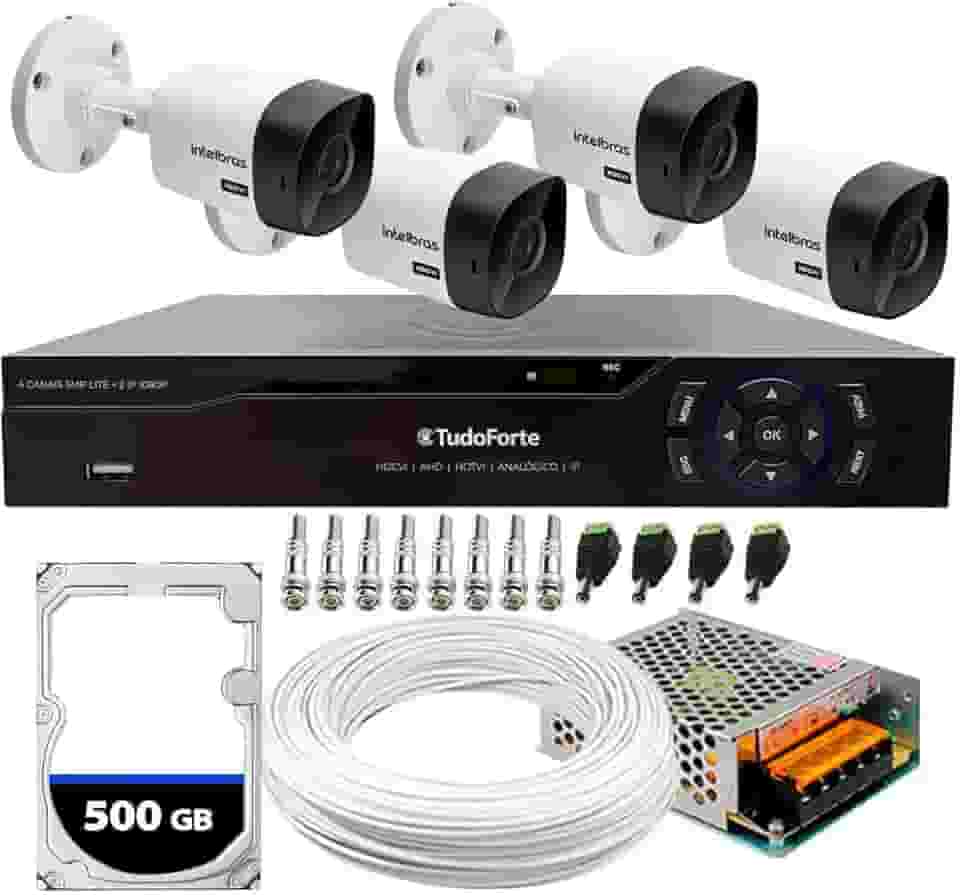 Kit 4 Câmeras Segurança Intelbras 1120B DVR 4 Canais Com HD Completo