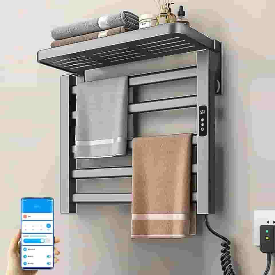 Toalheiro Termico 220v, Secador de Toalhas Eletrico Controlado Por Wi-Fi, Aquecedor de Toalha para Banheiroo, Toalheiro Térmico Elétrico com Desligamento Temporizado