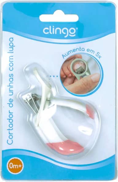 Clingo Cortador De Unhas Com Lupa Rosa Rosa