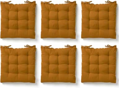 Kit 6 Almofadas Assento Cadeira Futton Futon 40x40cm Cores Diversas 100% Poliéster (Mostarda)