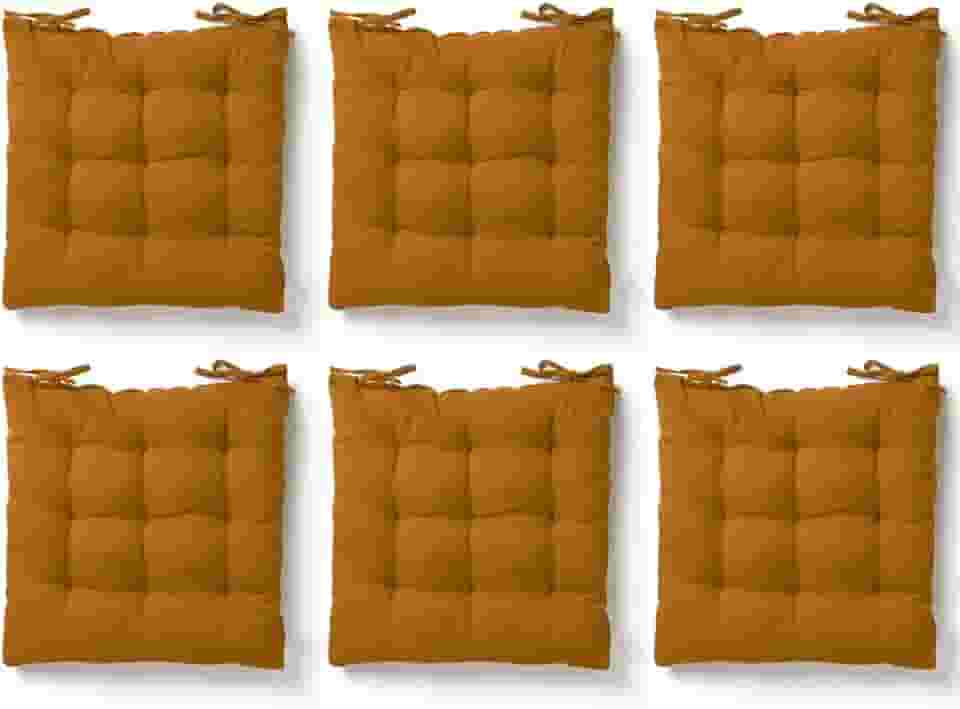 Kit 6 Almofadas Assento Cadeira Futton Futon 40x40cm Cores Diversas 100% Poliéster (Mostarda)