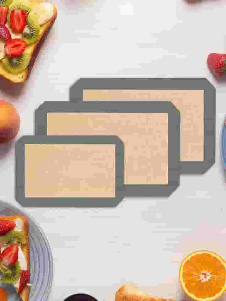 Pacote com 3 tapetes reutilizáveis de silicone, antiaderente, tapete de cozimento seguro para alimentos, assadeira de forno para fazer biscoitos, macarrão, pão, (cinza, 0,7 mm)