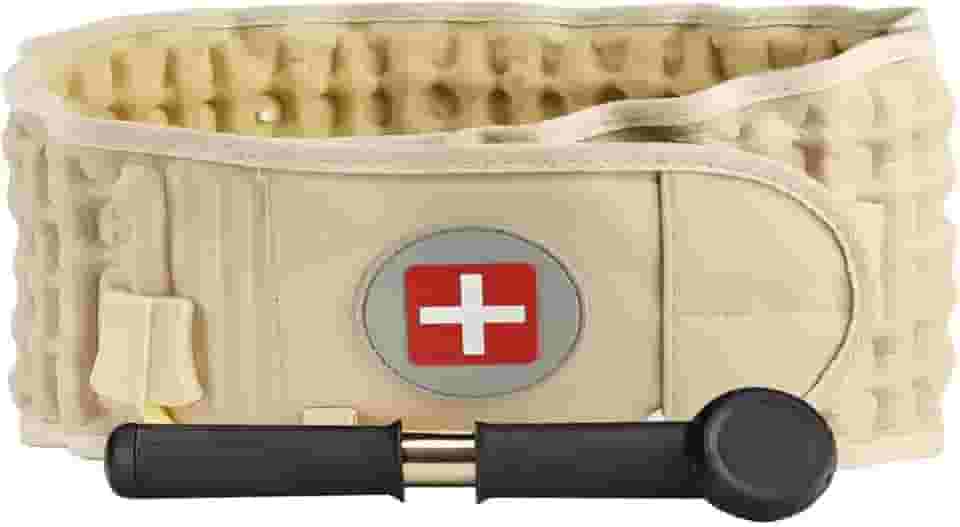 Cinto lombar para alívio da dor nas costas com suporte lombar para descompressão – Tamanho único veste cintura de 73,6 a 124,7 cm