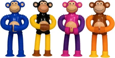 Pop It Tubo Led Kit 4un Boneco Estica Gruda Puxa Fidget Toy (Macaco)